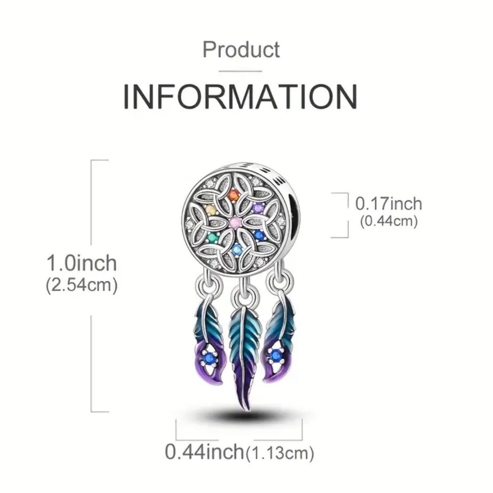 Elegant Silver and Multicolor Dream Catcher Charm - Picture 2 of 4